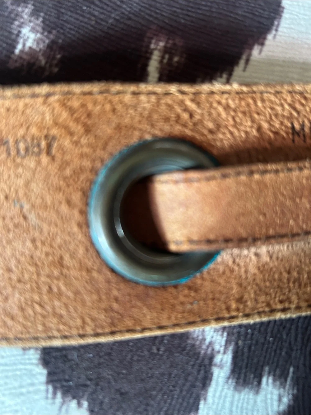 Vintage French Leather Grommet Belt Cognac Brown M